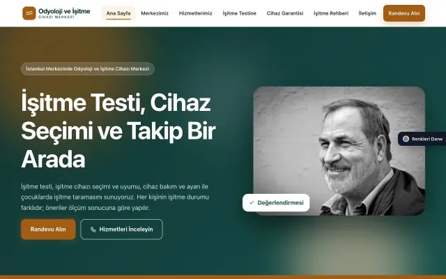 Odyoloji ve İşitme Cihazı Merkezi için Hareketli Petrol Turuncu – Odyoloji ve İşitme Cihazı Merkezi Web Sitesi ana sayfa görünümü