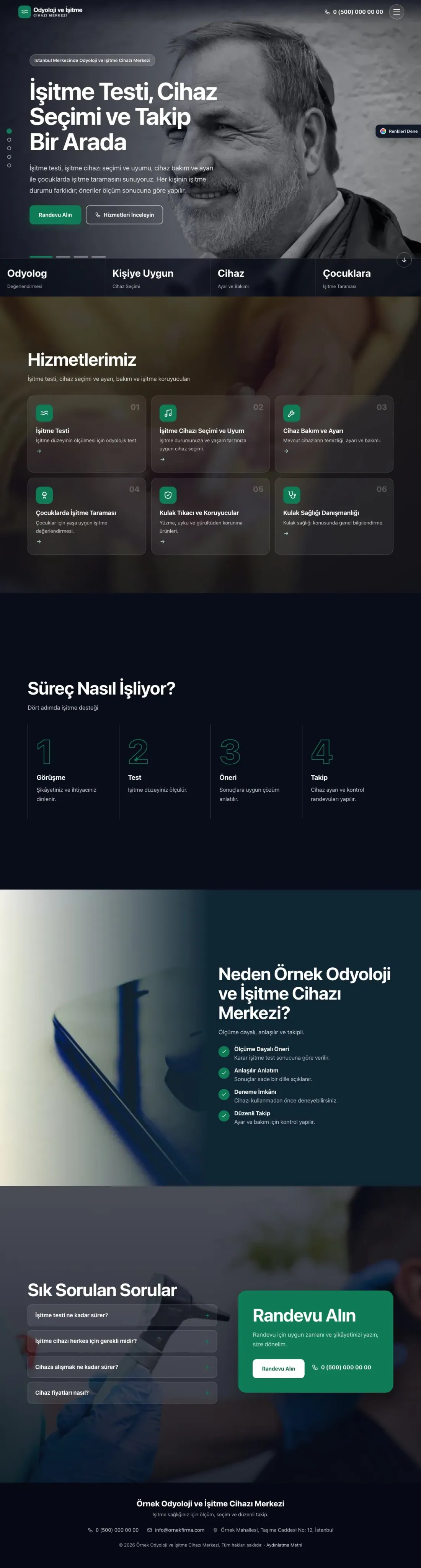 Odyoloji ve İşitme Cihazı Merkezi için Tam Ekran Mavi Turkuaz – Odyoloji ve İşitme Cihazı Merkezi Web Sitesi ana sayfa görünümü