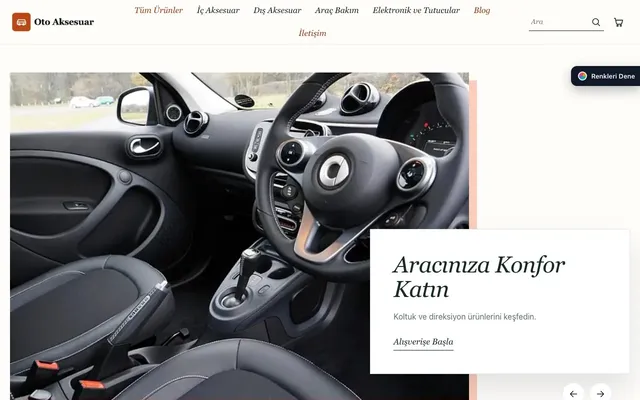Oto Aksesuar Mağazası için Lookbook Petrol Turuncu – Oto Aksesuar Mağazası E-ticaret Sitesi ana sayfa görünümü