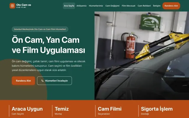 Oto Cam ve Cam Filmi için Blok Petrol Turuncu – Oto Cam ve Cam Filmi Web Sitesi ana sayfa görünümü