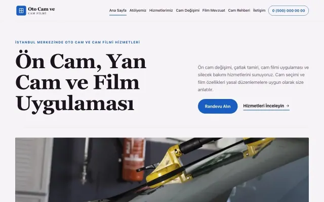 Oto Cam ve Cam Filmi için Dergi Editoryal Mor Mavi – Oto Cam ve Cam Filmi Web Sitesi ana sayfa görünümü