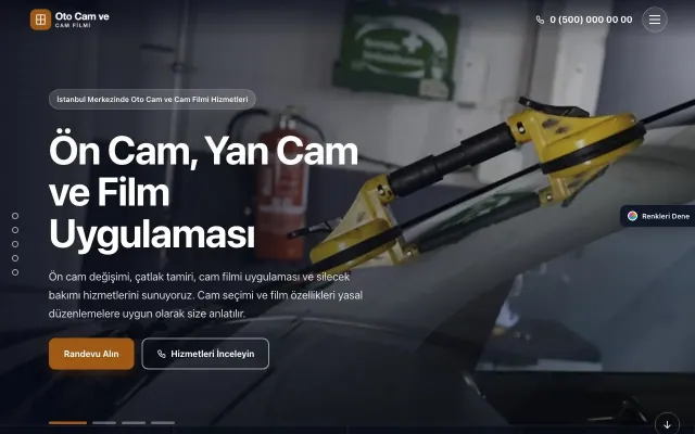 Oto Cam ve Cam Filmi için Tam Ekran Lacivert Turuncu – Oto Cam ve Cam Filmi Web Sitesi ana sayfa görünümü