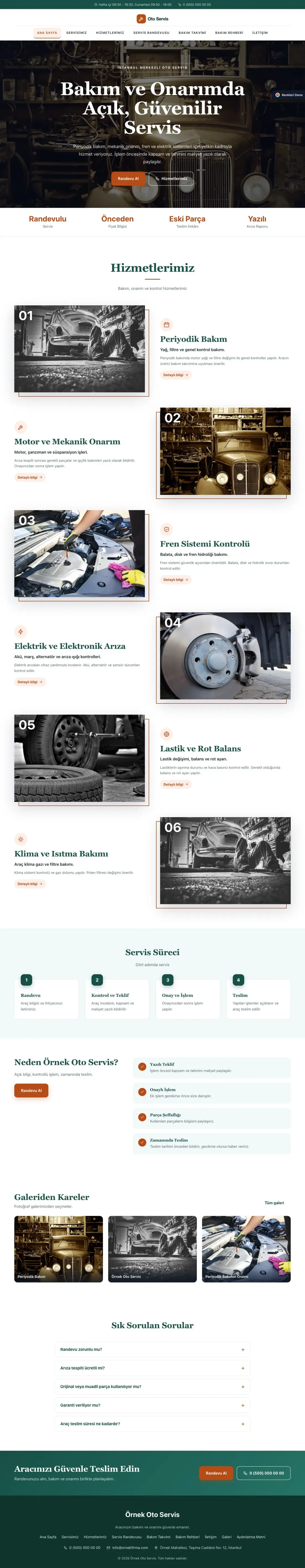 Oto Servis için Zigzag Petrol Turuncu – Oto Servis Web Sitesi ana sayfa görünümü