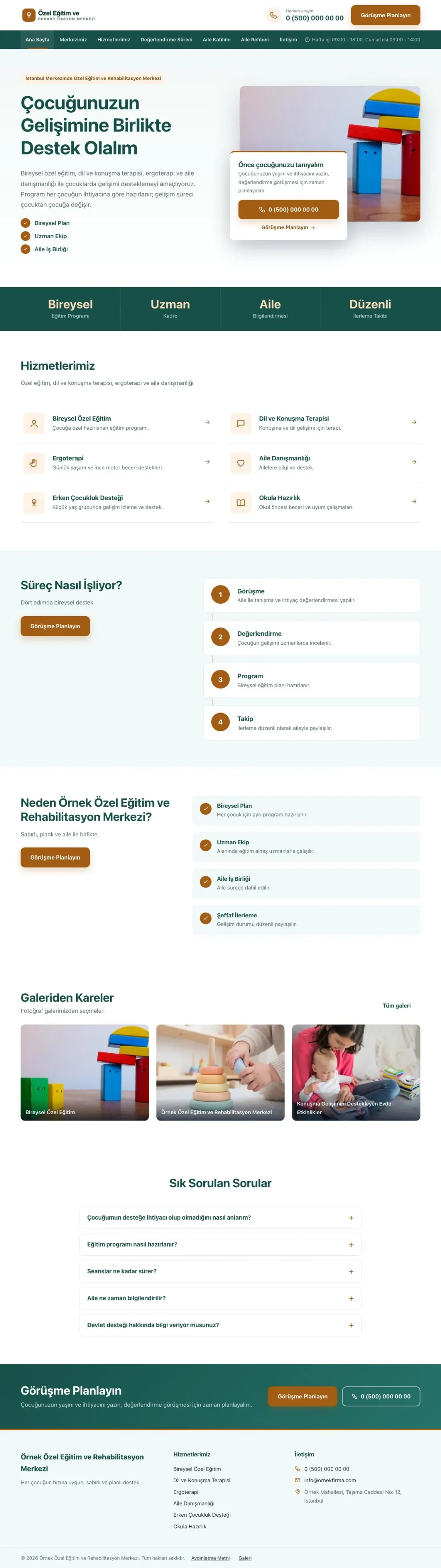 Özel Eğitim ve Rehabilitasyon Merkezi için Bölünmüş Petrol Turuncu – Özel Eğitim ve Rehabilitasyon Merkezi Web Sitesi ana sayfa görünümü