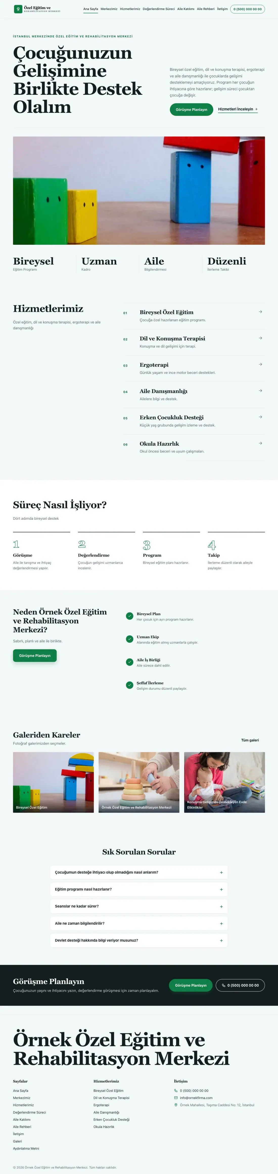 Özel Eğitim ve Rehabilitasyon Merkezi için Dergi Editoryal Petrol Yeşil – Özel Eğitim ve Rehabilitasyon Merkezi Web Sitesi ana sayfa görünümü