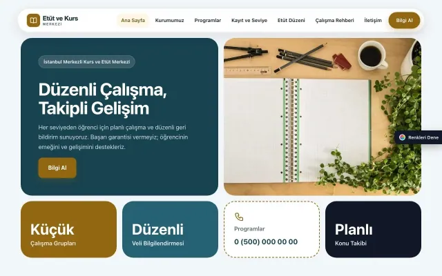 Özel Kurs ve Dershane için Mozaik Petrol Amber – Özel Kurs ve Dershane Web Sitesi ana sayfa görünümü