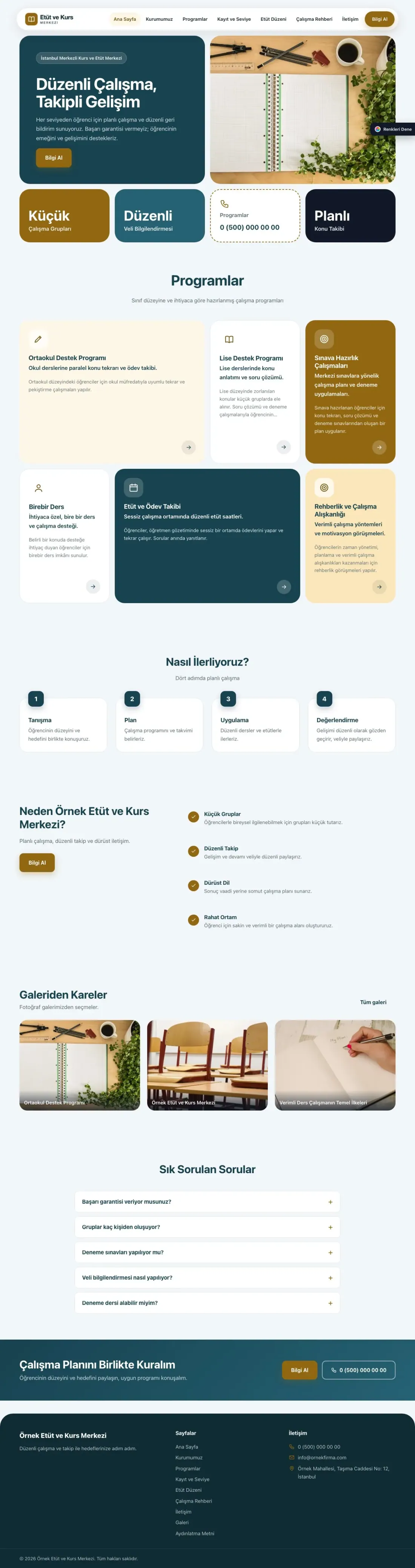 Özel Kurs ve Dershane için Mozaik Petrol Amber – Özel Kurs ve Dershane Web Sitesi ana sayfa görünümü