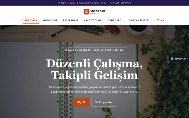 Özel Kurs ve Dershane için Zigzag Lacivert Turuncu – Özel Kurs ve Dershane Web Sitesi ana sayfa görünümü