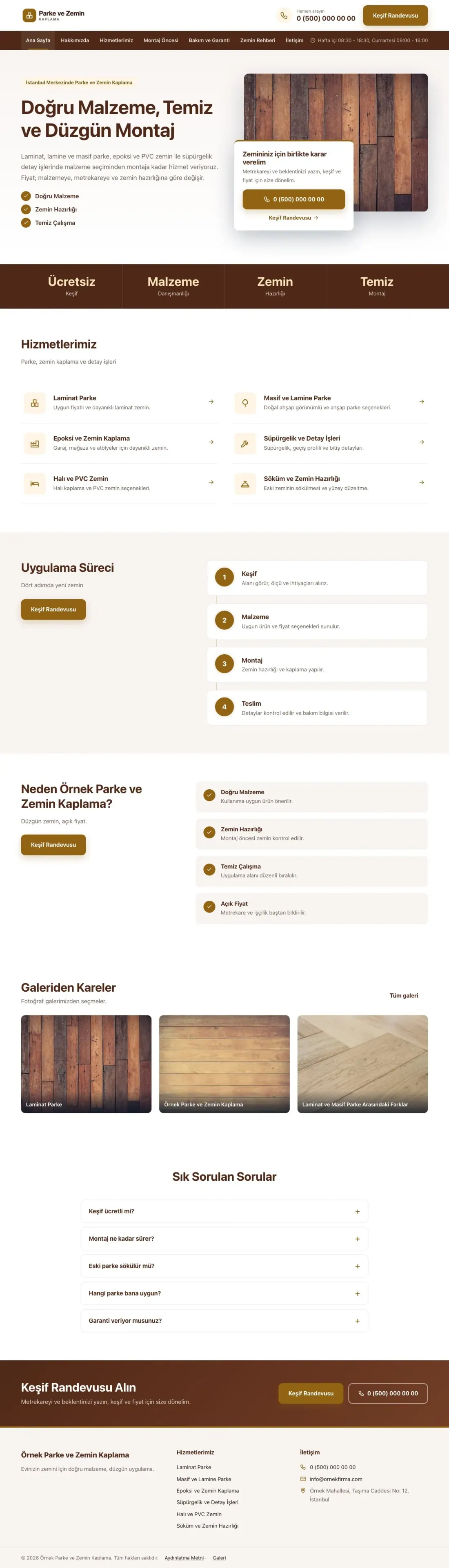 Parke ve Zemin Kaplama için Bölünmüş Kahve Turuncu – Parke ve Zemin Kaplama Web Sitesi ana sayfa görünümü