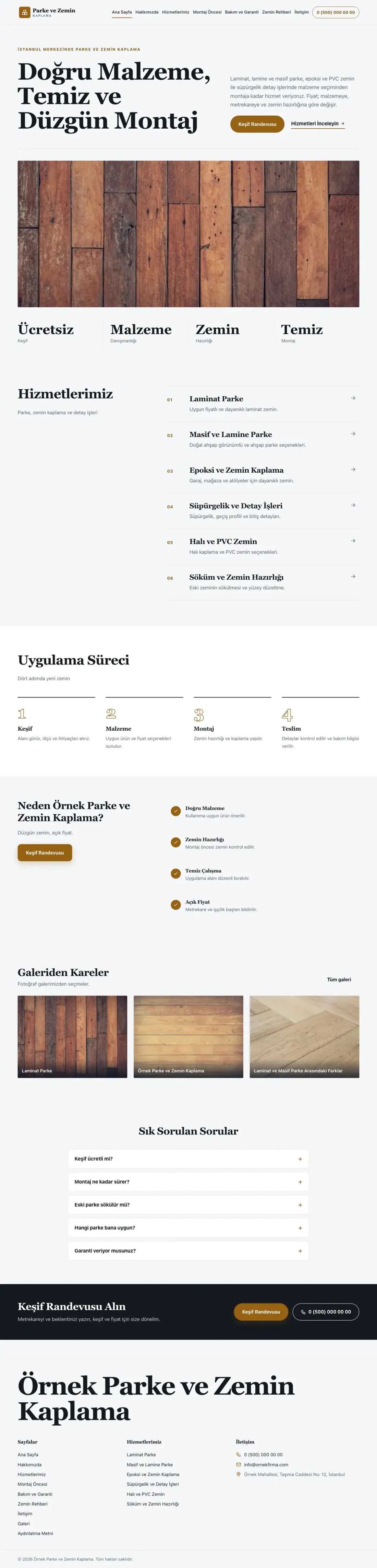 Parke ve Zemin Kaplama için Dergi Editoryal Mavi Turuncu – Parke ve Zemin Kaplama Web Sitesi ana sayfa görünümü