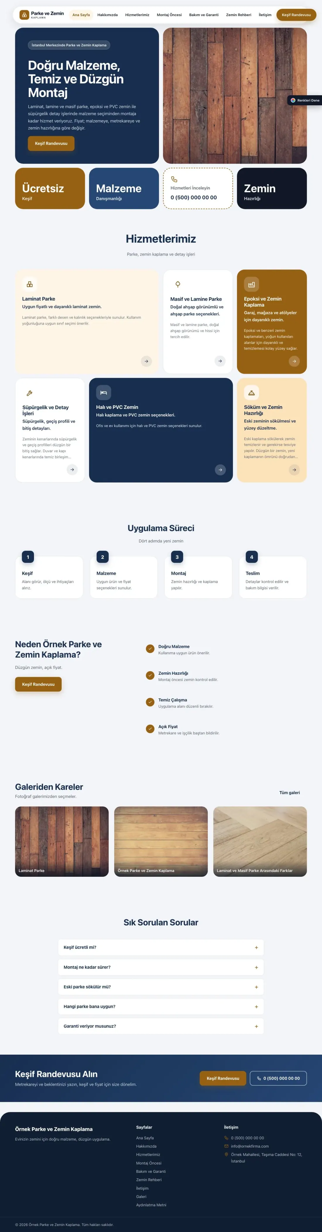Parke ve Zemin Kaplama için Mozaik Mavi Turuncu – Parke ve Zemin Kaplama Web Sitesi ana sayfa görünümü