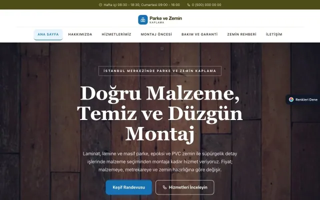 Parke ve Zemin Kaplama için Zigzag Zeytin Mavi – Parke ve Zemin Kaplama Web Sitesi ana sayfa görünümü