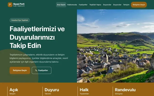 Blok Petrol Turuncu – Parti ve Aday Web Sitesi ana sayfa görünümü