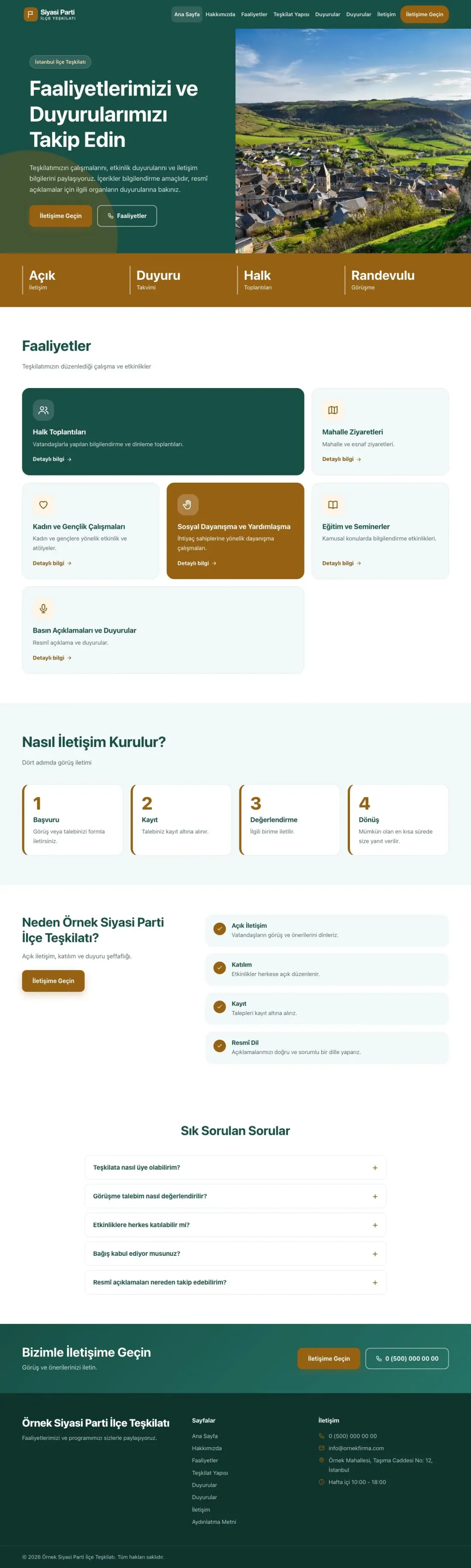 Blok Petrol Turuncu – Parti ve Aday Web Sitesi ana sayfa görünümü