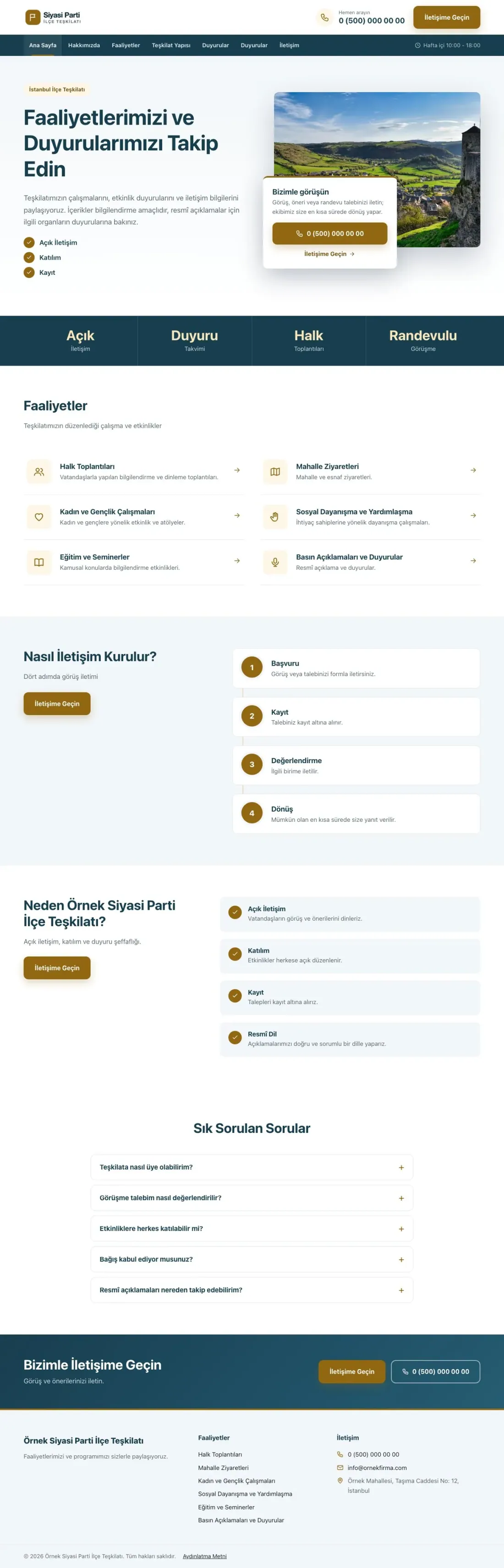 Bölünmüş Mavi Amber – Parti ve Aday Web Sitesi ana sayfa görünümü
