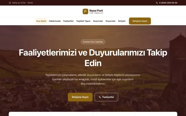 Merkez Bordo Amber – Parti ve Aday Web Sitesi ana sayfa görünümü