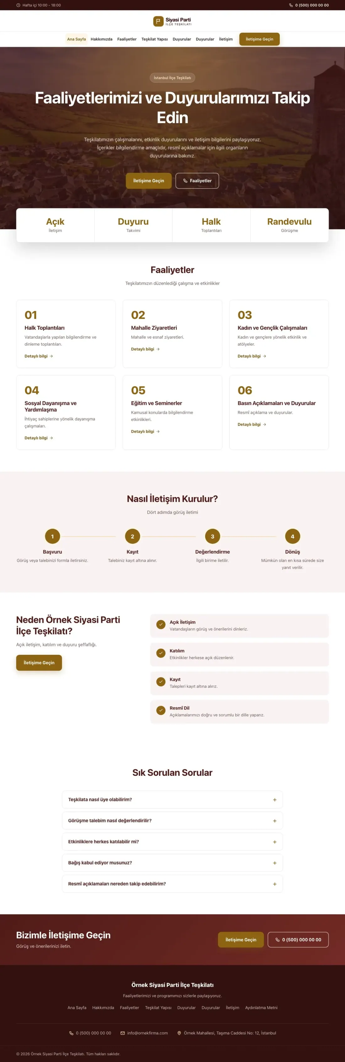 Merkez Bordo Amber – Parti ve Aday Web Sitesi ana sayfa görünümü