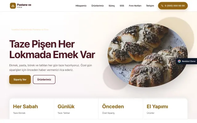 Pastane ve Fırın için Tek Sayfa Bordo Turuncu – Pastane ve Fırın Web Sitesi ana sayfa görünümü