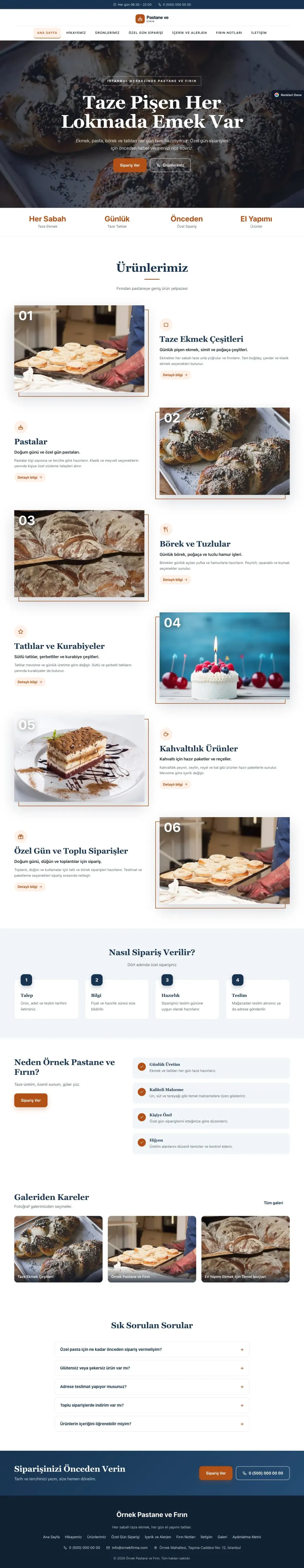 Pastane ve Fırın için Zigzag Mavi Turuncu – Pastane ve Fırın Web Sitesi ana sayfa görünümü