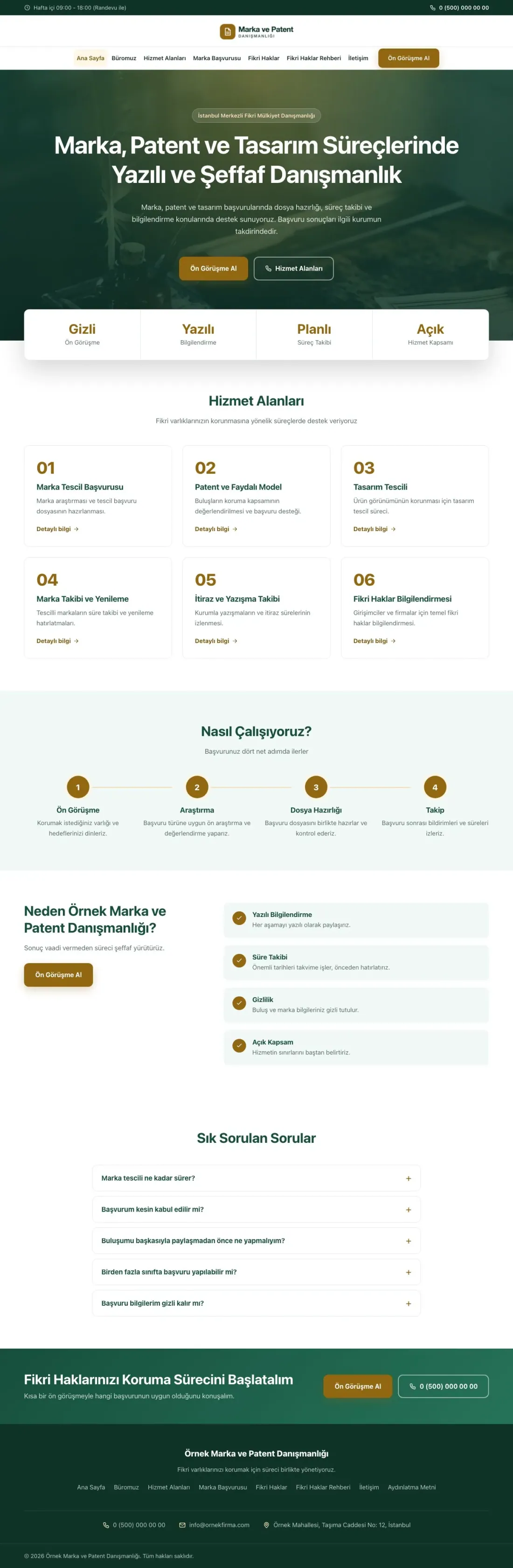 Merkez Petrol Amber – Patent ve Marka Danışmanlığı Web Sitesi ana sayfa görünümü