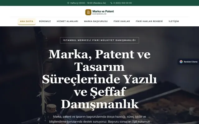 Patent ve Marka Danışmanlığı için Zigzag Petrol Amber – Patent ve Marka Danışmanlığı Web Sitesi ana sayfa görünümü