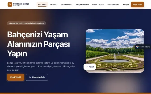 Peyzaj için Hareketli Lacivert Turuncu – Peyzaj Web Sitesi ana sayfa görünümü