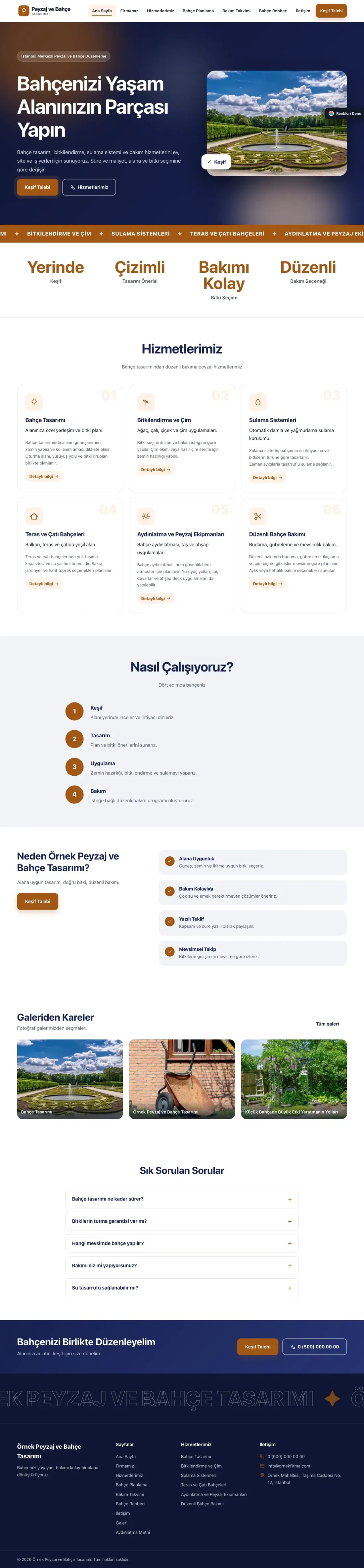 Peyzaj için Hareketli Lacivert Turuncu – Peyzaj Web Sitesi ana sayfa görünümü