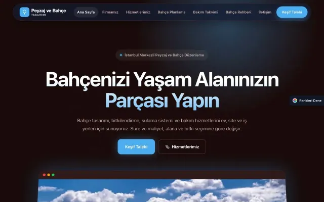 Peyzaj için Koyu Modern Bordo Mavi – Peyzaj Web Sitesi ana sayfa görünümü
