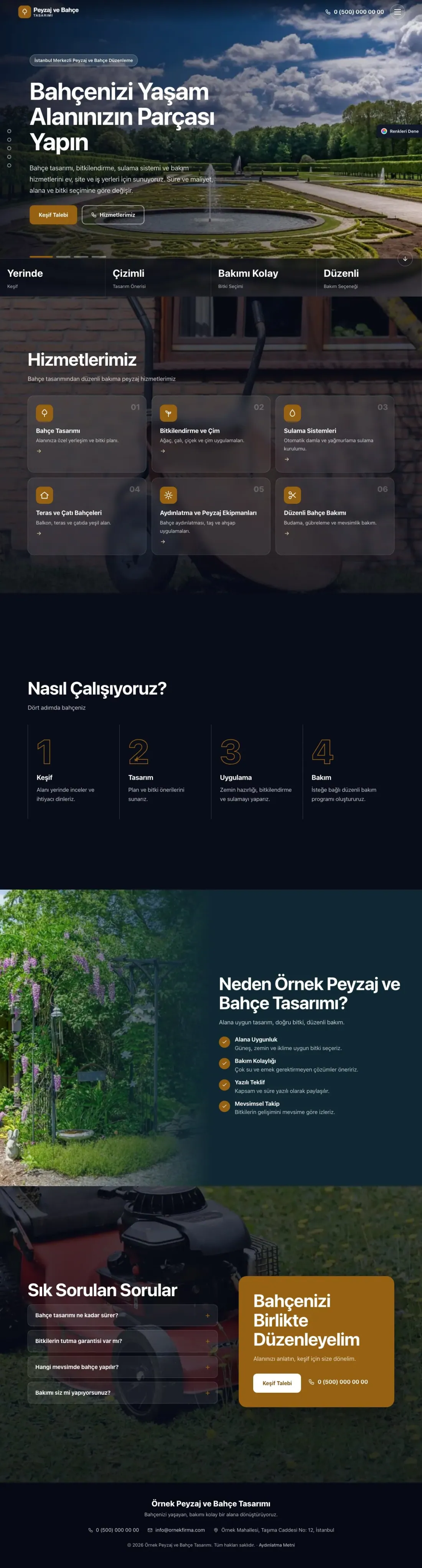 Peyzaj için Tam Ekran Mavi Turuncu – Peyzaj Web Sitesi ana sayfa görünümü