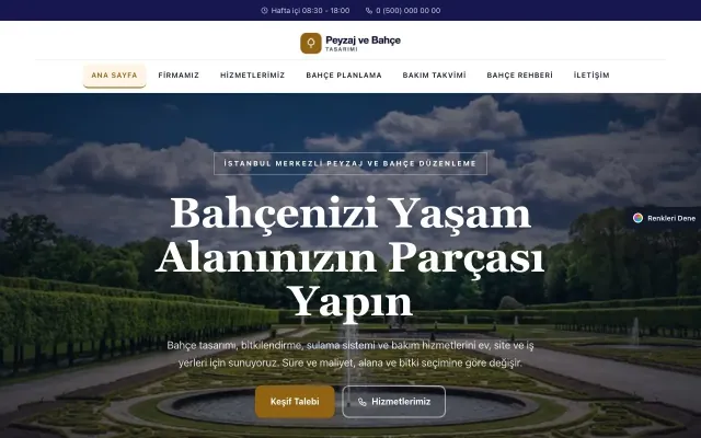 Peyzaj için Zigzag Lacivert Turuncu – Peyzaj Web Sitesi ana sayfa görünümü