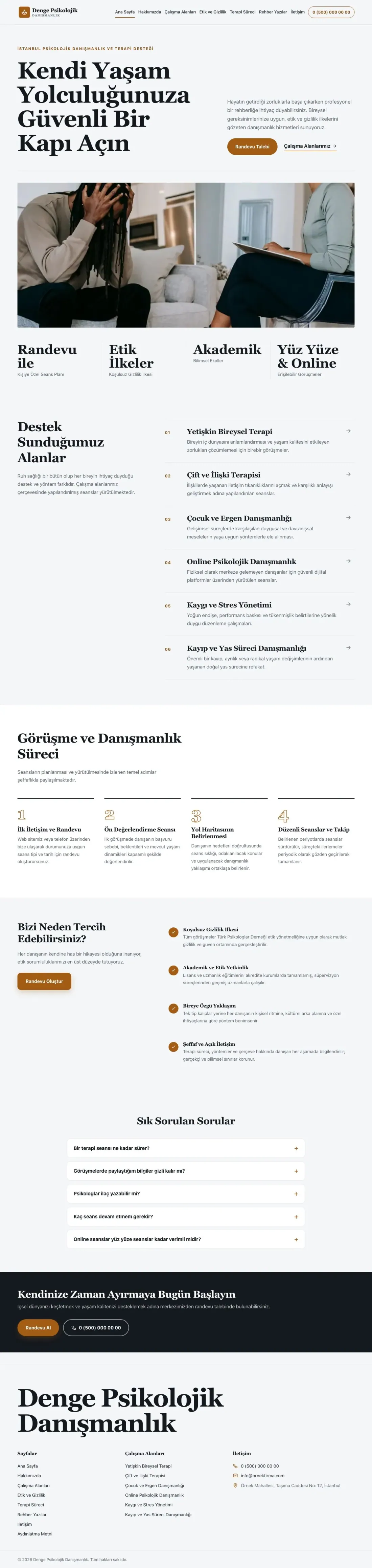 Editoryal Mavi Turuncu – Psikolog Web Sitesi ana sayfa görünümü