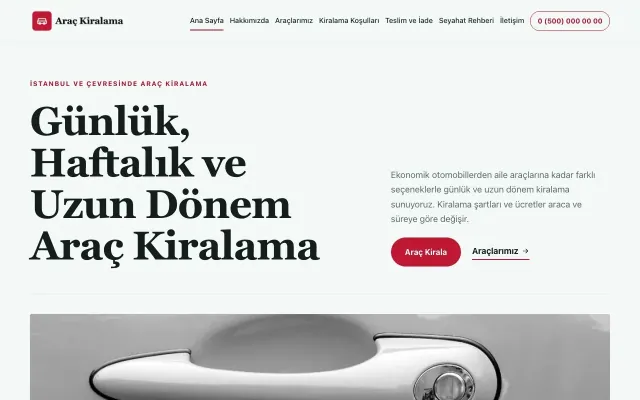 Editoryal Petrol Kırmızı – Rent a Car Web Sitesi ana sayfa görünümü