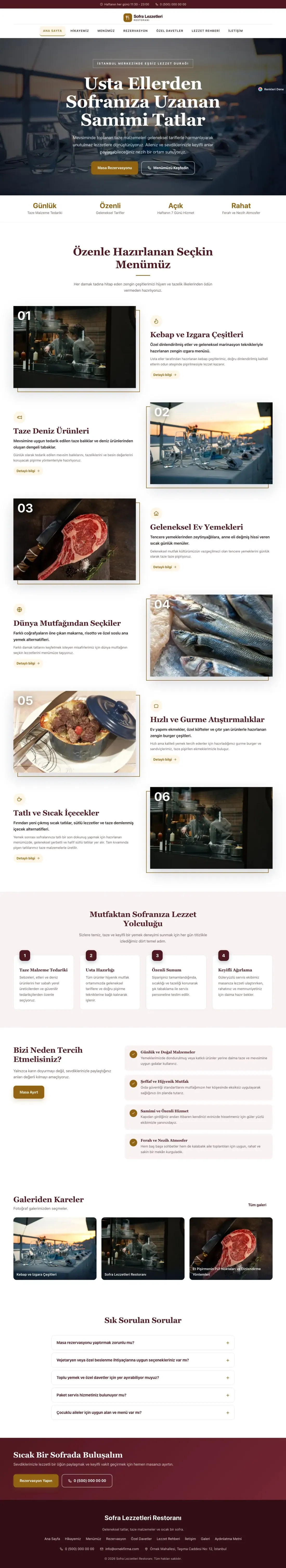 Restoran için Zigzag Bordo Turuncu – Restoran Web Sitesi ana sayfa görünümü