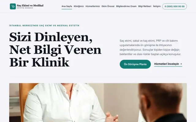 Saç Ekimi ve Medikal Estetik için Dergi Editoryal Lacivert Turkuaz – Saç Ekimi ve Medikal Estetik Web Sitesi ana sayfa görünümü
