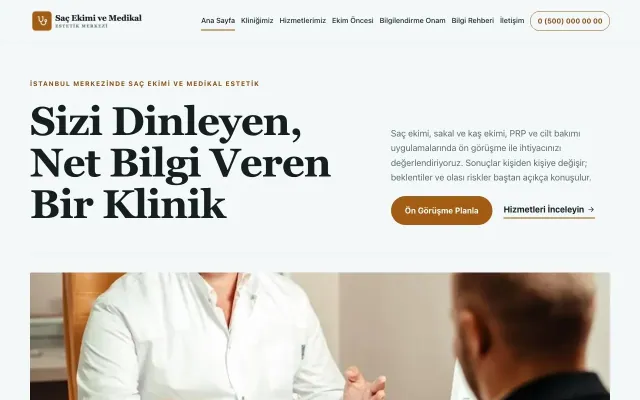 Saç Ekimi ve Medikal Estetik için Dergi Editoryal Petrol Turuncu – Saç Ekimi ve Medikal Estetik Web Sitesi ana sayfa görünümü