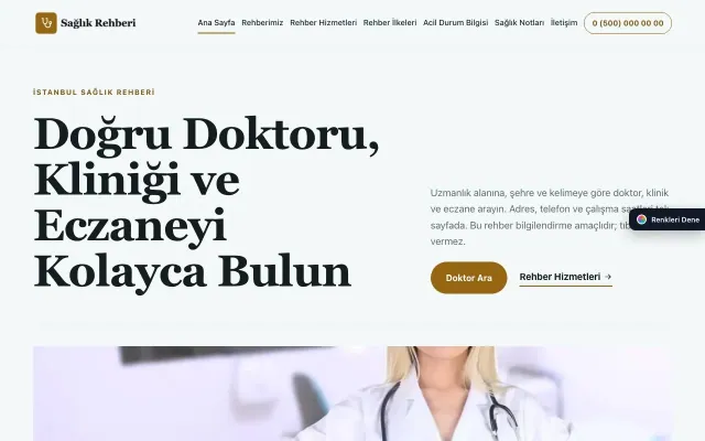 Sağlık Rehberi için Dergi Editoryal Petrol Turuncu – Sağlık Rehberi Web Sitesi ana sayfa görünümü