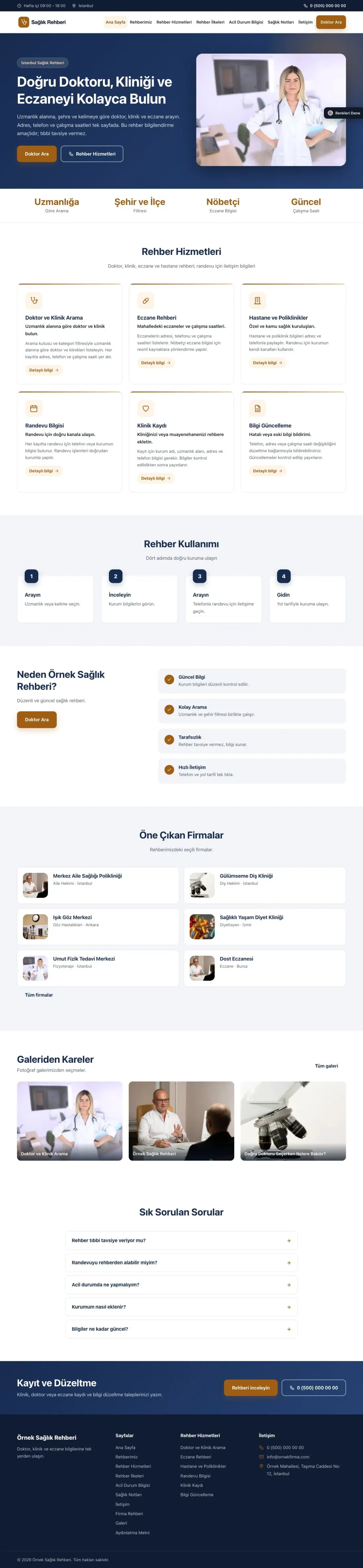 Sağlık Rehberi için Klasik Mavi Turuncu – Sağlık Rehberi Web Sitesi ana sayfa görünümü