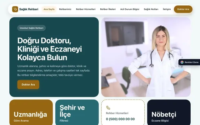 Sağlık Rehberi için Mozaik Petrol Turuncu – Sağlık Rehberi Web Sitesi ana sayfa görünümü