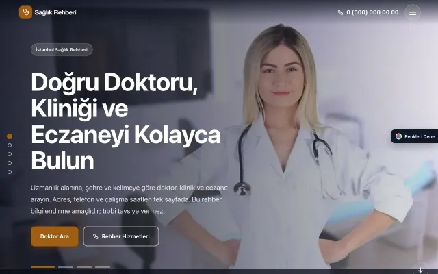 Sağlık Rehberi için Tam Ekran Petrol Turuncu – Sağlık Rehberi Web Sitesi ana sayfa görünümü