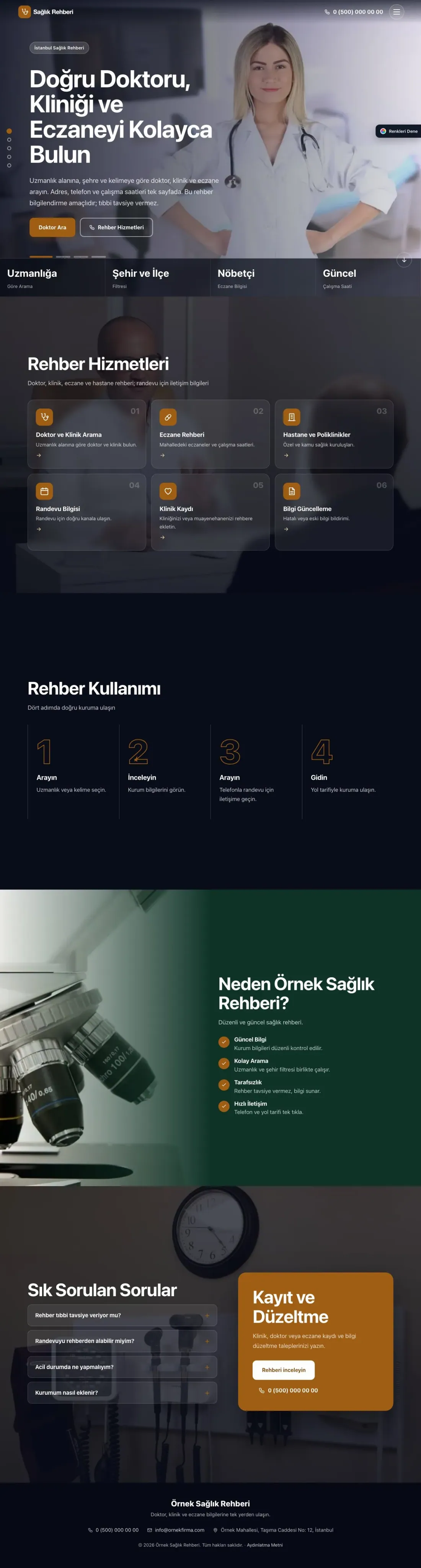 Sağlık Rehberi için Tam Ekran Petrol Turuncu – Sağlık Rehberi Web Sitesi ana sayfa görünümü
