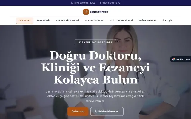 Sağlık Rehberi için Zigzag Lacivert Turuncu – Sağlık Rehberi Web Sitesi ana sayfa görünümü