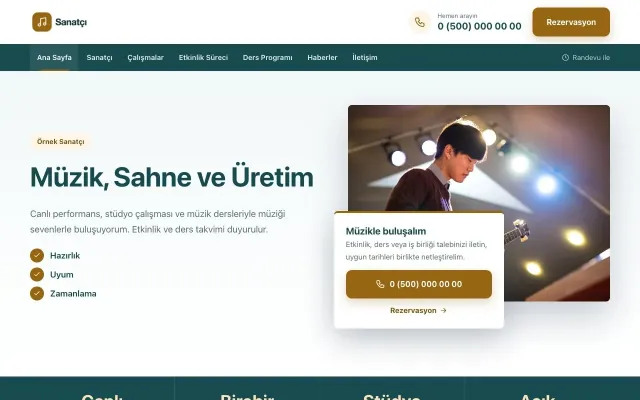 Bölünmüş Petrol Turuncu – Sanatçı ve Müzisyen Web Sitesi ana sayfa görünümü