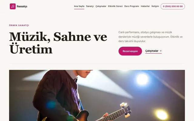 Editoryal Kahve Pembe – Sanatçı ve Müzisyen Web Sitesi ana sayfa görünümü
