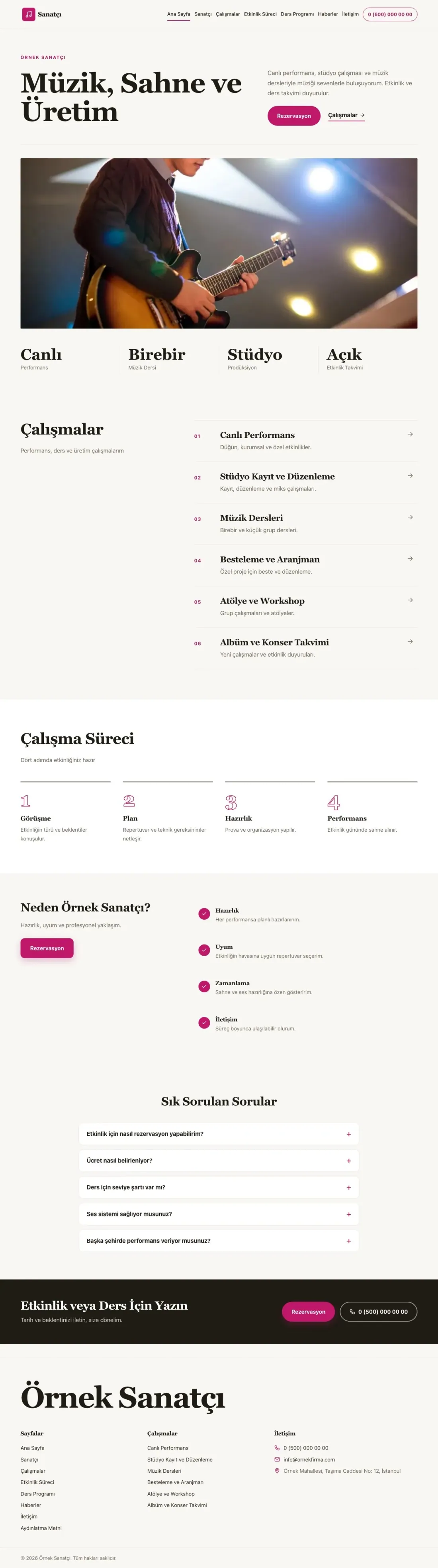 Editoryal Kahve Pembe – Sanatçı ve Müzisyen Web Sitesi ana sayfa görünümü