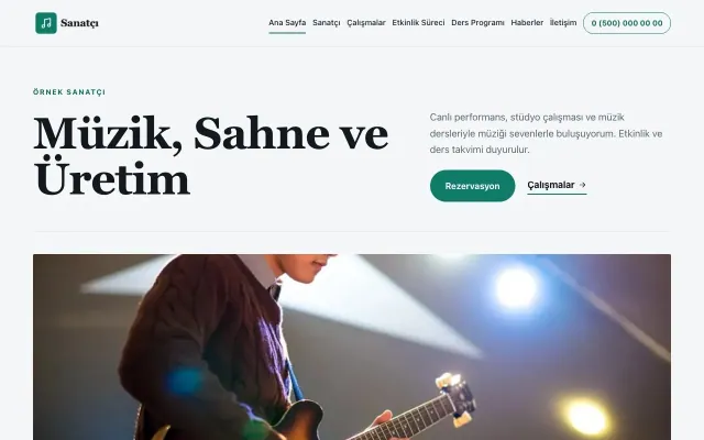 Editoryal Mavi Turkuaz – Sanatçı ve Müzisyen Web Sitesi ana sayfa görünümü