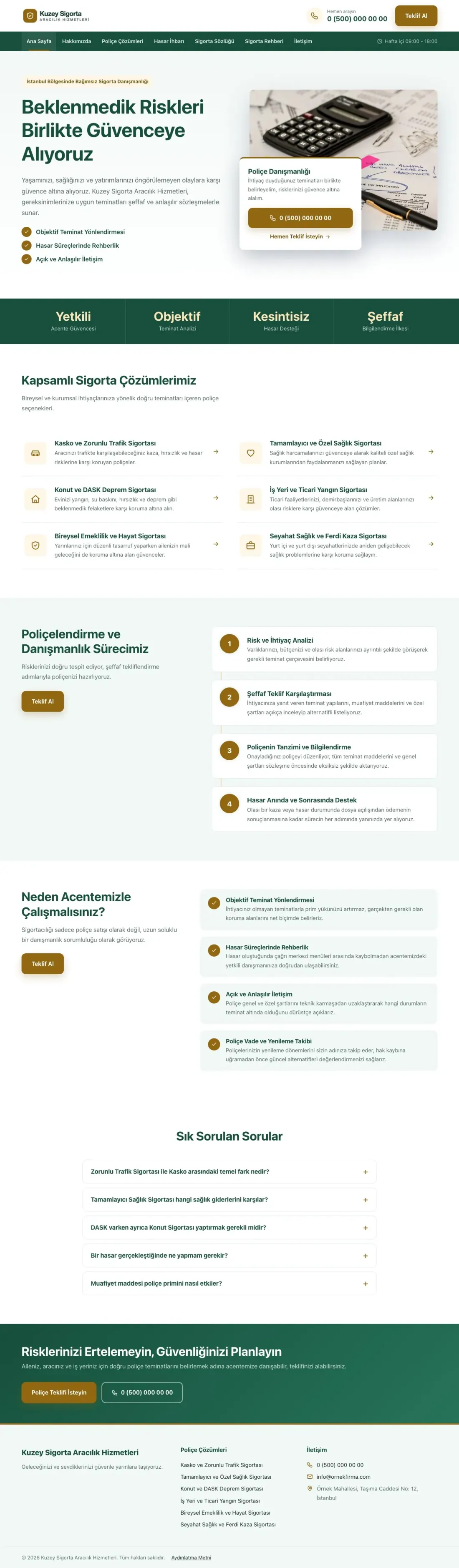 Bölünmüş Petrol Amber – Sigorta Acentesi Web Sitesi ana sayfa görünümü