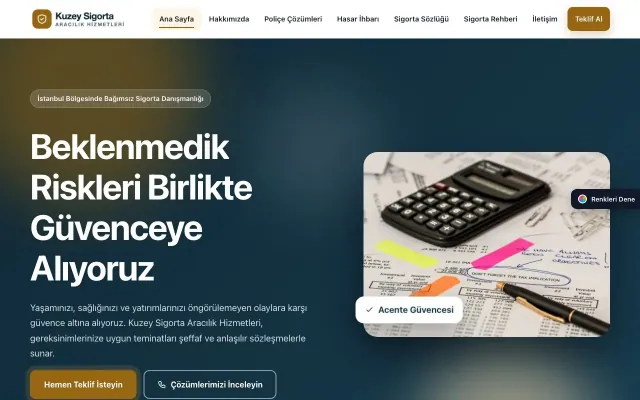 Sigorta Acentesi için Hareketli Mavi Turuncu – Sigorta Acentesi Web Sitesi ana sayfa görünümü