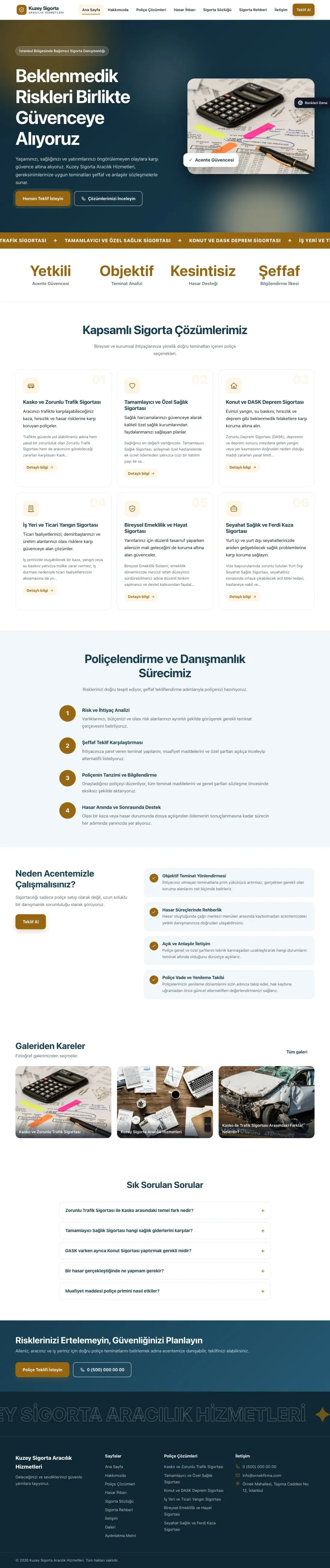 Sigorta Acentesi için Hareketli Mavi Turuncu – Sigorta Acentesi Web Sitesi ana sayfa görünümü