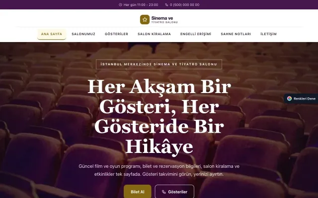 Sinema ve Tiyatro Salonu için Zigzag Mor Amber – Sinema ve Tiyatro Salonu Web Sitesi ana sayfa görünümü