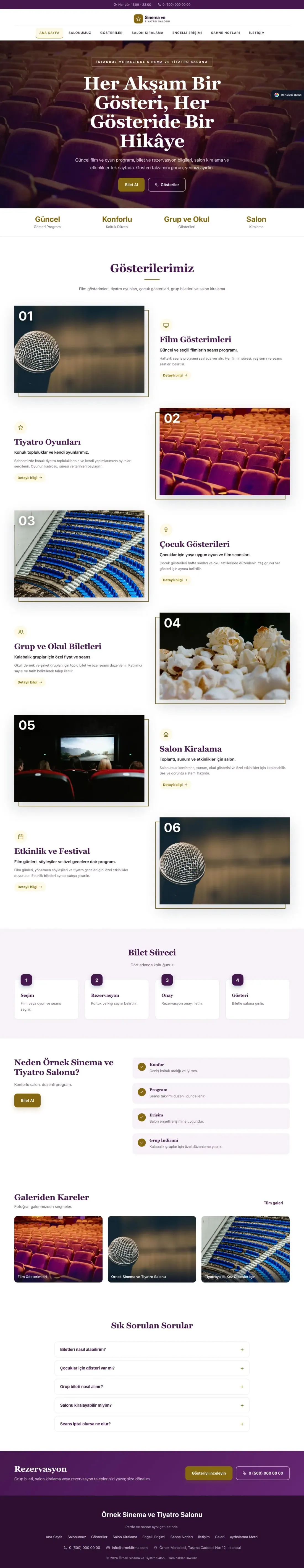 Sinema ve Tiyatro Salonu için Zigzag Mor Amber – Sinema ve Tiyatro Salonu Web Sitesi ana sayfa görünümü